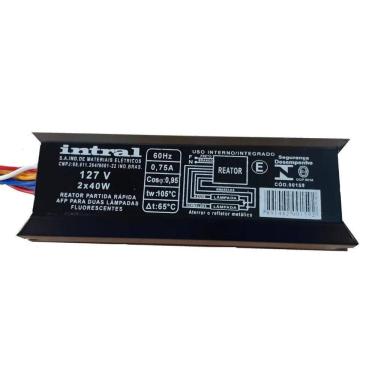 Imagem de Reator Para Duas Lâmpadas Fluorescentes 2X40W 127V Intral