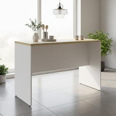 Imagem de Bancada 136 X 87,5cm em Mdf e Tampo Carvalho Tropical Branco/Carvalho Tropical