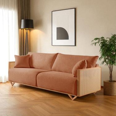 Imagem de Sofá Fixo 3 Lugares Luxo 210cm Arthur Terracota