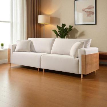 Imagem de Sofá Fixo Heitor 3 Lugares Luxo Pé de Madeira 1,80m Castellar Móbile