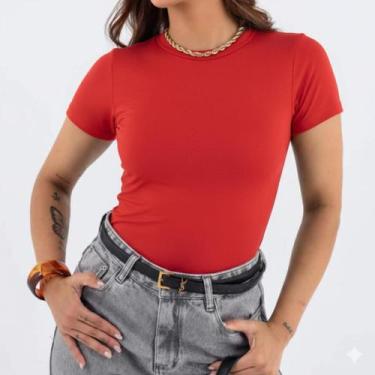 Imagem de Blusa Blusinha Feminina Suplex Duplo Básica Elegante Blogueira Tendenc