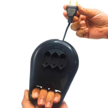 Imagem de Extensão Ilumi 5 Metros Preta 3 Tomadas 2P Paralelas Enrolar Compacta 