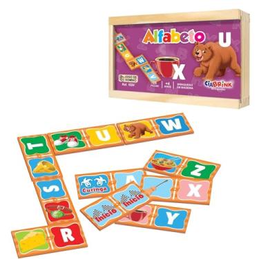 Imagem de Alfabeto Dominó Educativo Ciabrink, 28 Peças, Brinquedo em Madeira, +4 Anos