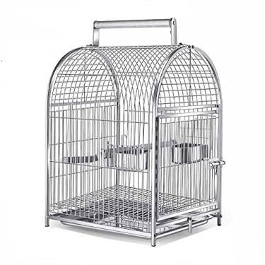 Imagem de YAYA2021-SHOP Gaiola de pássaro de ferro forjado gaiola de aço inoxidável respirável gaiola de viagem para tentilhões extra pequenos canários Lovebirds ninho de pássaro