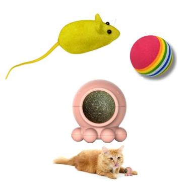 Imagem de Brinquedo para Gatos kit 3 - Ratinho Bolinha e Polvo Lambe Lambe