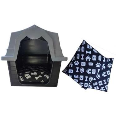 Imagem de Casa De Cachorro De MéDio A Grande Porte Com 2 Almofadas, Casinha Para Animais De EstimaçãO, ProteçãO Uv.(CINZA)