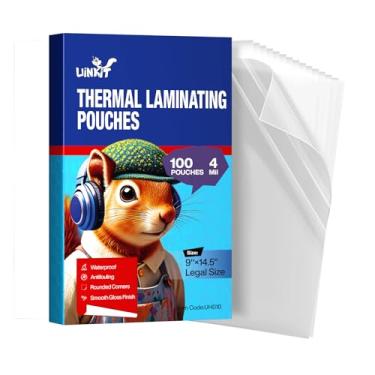 Imagem de Bolsas legais de laminação térmica 22,8 x 36,8 cm tamanho ofício 100 pacotes de folhas de laminação brilhantes transparentes com bolsos de laminador Uinkit (9 x 14,5 x 100 – 4 mil)