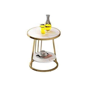 Imagem de Mesa de centro de design simples moderna mármore varanda redonda pequena mesa de centro sofá mesa lateral armário pequeno mesa de canto luz luxuosa sala de estar mesa de canto mesa de canto