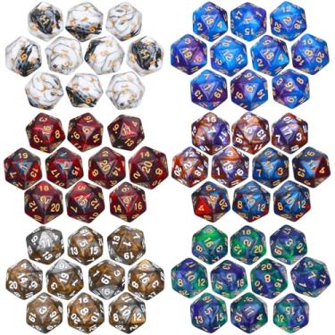 Imagem de Seenelling 60 Pieces D20 Polyhedral Dice Set 20mm Large 20 Sided Pearl Mixed Color Game Dice Assortment Spin Down D20 Set for RPG, Table Games Fantasy Warrior Mage Accessories(Classic Color)