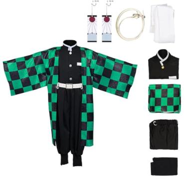Imagem de Seaehey Kids Kamado Tanjirou Cosplay Japanese Anime Kimono Outfit Halloween Costume,Xlarge