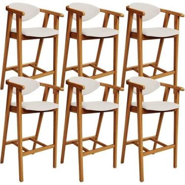Imagem de Kit 06 Banquetas Alta Para Cozinha Bancada Bar Sala De Jantar Fixa Cec