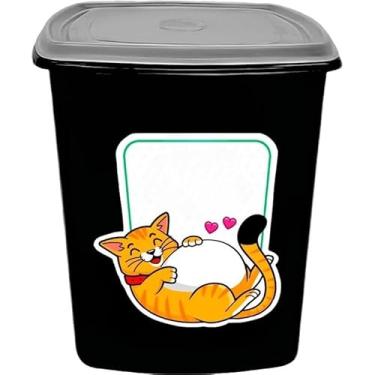 Imagem de Porta Ração 6 litros Pote para Ração de Cães e Gatos (Gato Preto,1 unidade)