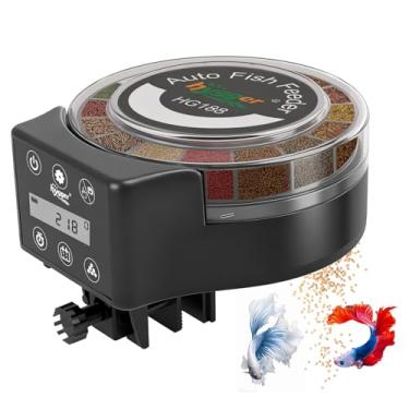 Imagem de hygger Alimentador automático de peixes para aquário: dispensador automático de comida de peixe com visor de LED e temporizador, alimentador de férias de aquário com 3 pilhas AA para peixe dourado
