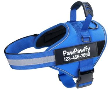 Imagem de Peitoral essencial personalizado para cães, colete personalizado para animais de estimação com nome e número de telefone, sem asfixia, refletivo, ajustável e acolchoado, fácil de caminhar e treinar