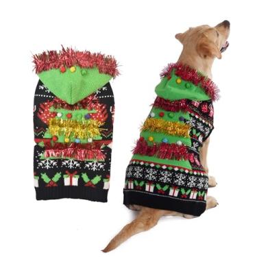 Imagem de Littledropet Moletom com capuz de cachorro feio de Natal, fantasia de árvore de Natal para cães pequenos e grandes, suéter de gato, moletom com capuz para chihuahua buldogue labrador, 2GG