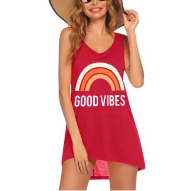 Imagem de Maiô Beach Cover Up Ekouaer Wind Red para mulheres XXL