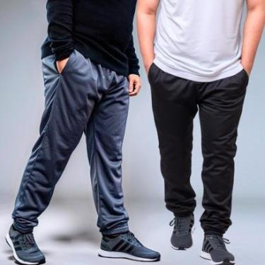 Imagem de KIT 2 Calça Masculina Jogger Plus Size Tecido Helanca Flanelada-Masculino