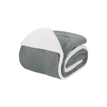 Imagem de Coberdrom 1 Peça Solteiro Fleece Com Sherpa Noruega 100% Poliéster - Cinza