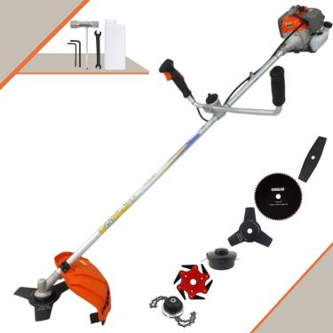 Imagem de Cortador de Grama Vulcan VR330P 2T 33cc 1,2HP Com Guidão Anti-Vibração 6 Opções de Corte Com Facas 2 Pontas, 3 Pontas, 6 Pontas, 80 Dentes e Trimmer