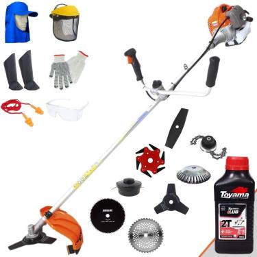 Imagem de Cortador de Grama Lateral Vulcan VR430P 43cc 1,7HP 10.000rpm Roçadeira Com Guidão Anti-Vibração Carretel Nylon + 7 Opções de Corte + EPI + ÓLEO TOYAMA