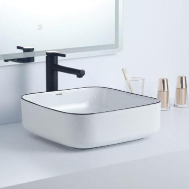 Imagem de Cuba Deend De Cerâmica Quadrina NeroFilo Banheiro 38x38x14