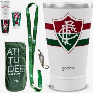 Imagem de KIT Copo Térmico GOCASE Vibe 470ml do FLUMINENSE com Tirante, Eco Saqu