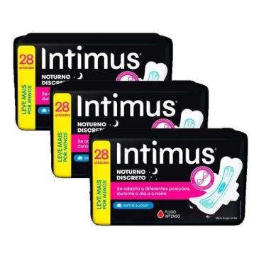 Imagem de kit 3 Absorvente Intimus Noturno Suave com Abas 28 unidades
