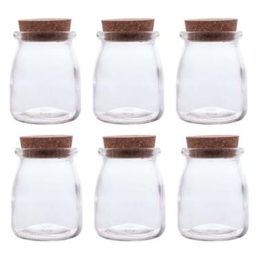 Imagem de Kit 6 Potes De Vidro Borossilicato 190ml Com Tampa Rolha Porta Tempero