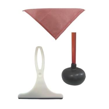 Imagem de Kit de Limpeza com Pano de Microfibra Rosa, Rodo Slim e Desentupidor de Vaso Sanitário com Cabo