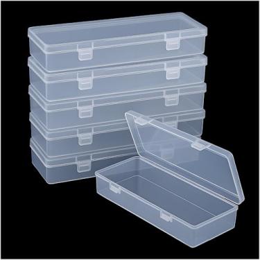 Imagem de Organizadores de contas pequenas - 6 peças de caixas de armazenamento de plástico mini recipientes transparentes de armazenamento de contas caixas transparentes com tampa articulada e retangular capa