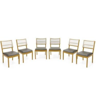 Imagem de Kit Com 6 Cadeiras Milena Madeira Maciça Assentos Estofados Encostos D