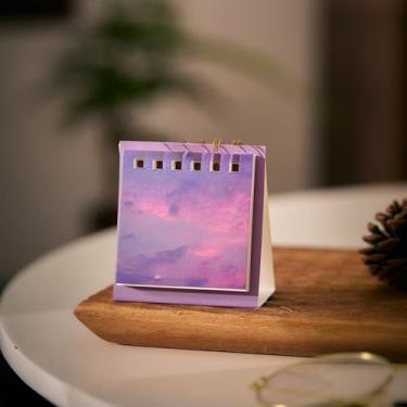 Imagem de 2 mini calendário de mesa 2025-2026, calendário de mesa pequeno dobrável em pé - calendário de mesa mensal - encadernação de fio duplo de papel grosso para casa ou escritório (estilo 2, 7 x 6,5 x 3,5