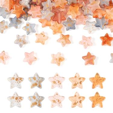 Imagem de 100 peças de contas de acrílico fosco estrela fosca forma de estrela pentagrama contas espaçadoras para outono, artesanato, pulseiras, brincos, joias, suprimentos, 14 x 14 x 5 mm