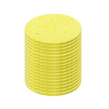 Imagem de 15 peças de esponja de solda 50 mm redonda amarela almofada de limpeza ponta de soldagem substituição de ferro para limpeza ferro de solda 2 mm espessura natural 11 mm absorção de água espessura