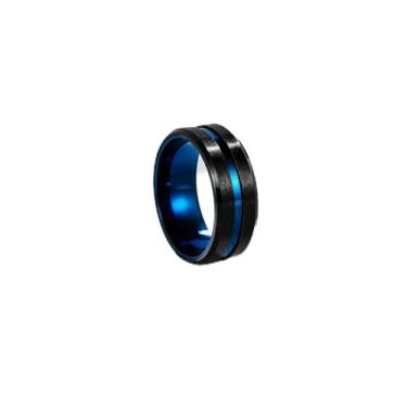 Imagem de Aliança de casamento masculina de tungstênio 6 mm 8 mm 10 mm gravada azul fino/ouro rosa/preto sulco central conforto tamanho 6-17, aço inoxidável, Sem pedra preciosa
