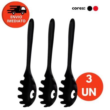 Imagem de Kit Silicone Maciço Jogo Colher Pequena Escumadeira Universal Pegador 