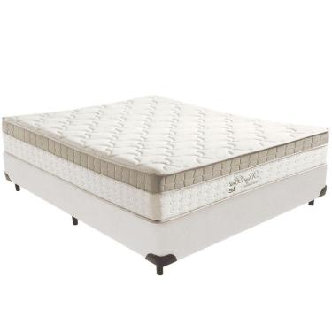 Imagem de Cama Box Branco E Colchão King Best Bege Molas Ensacadas Casal Anjos