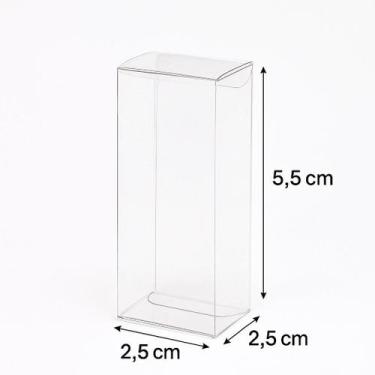 Imagem de 100 Caixas Acetato transparente Cristal 2,5x2,5x5,5 Cm 0,21mm - Carras