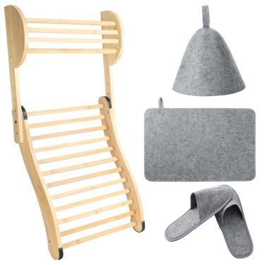Imagem de Encosto de sauna com altura adicional encosto de sauna infravermelho com chapéu de feltro, almofada de assento, almofada de pescoço ajustável para chinelos para banho de vapor, acessório de banheiro