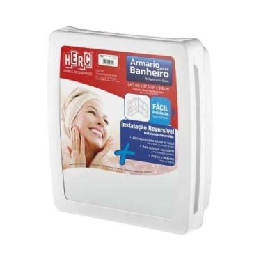 Imagem de Armário Plástico Branco 38x35cm Para Banheiro - Com Espelho 31x27cm - 