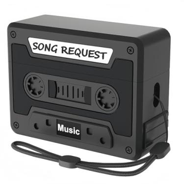 Imagem de Rertnocnf Capa retrô de designer compatível com AirPods Pro/Pro 2, capa de fita cassete de música com corda, capa de silicone macio portátil, carregador sem fio, protetor à prova de choque para homens