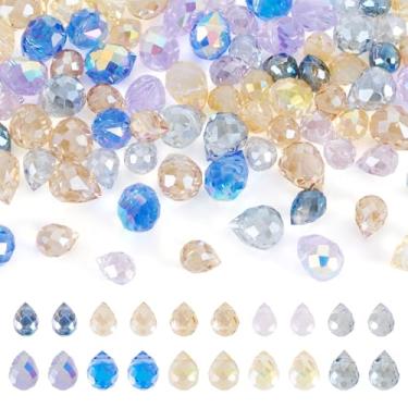 Imagem de 100 peças de contas de vidro facetadas de cristal transparente pingente de gota de vidro pingentes para fazer joias, pulseira faça você mesmo, colar, brinco, chaveiro, enfeite de sino de vento