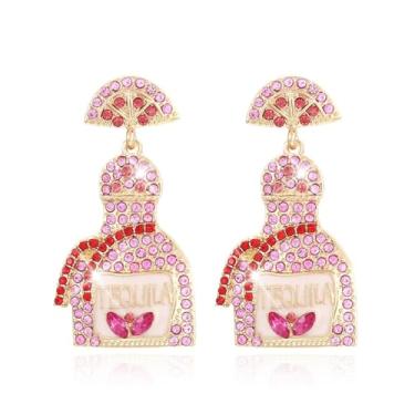 Imagem de Brincos de tequila, brincos de margarita, brincos de strass, brincos de cristal para formatura, garrafa de champanhe, brincos pendentes de festa de Halloween, brinco mexicano para mulheres, meninas e