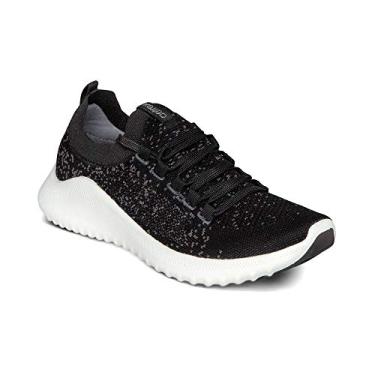 Imagem de Aetrex Tênis feminino de malha ortopédico com suporte de arco Carly - alívio da fascite plantar com cadarço, Preto, 36