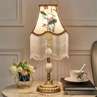 Imagem de Luminária de mesa francesa de luxo com LED, estilo retrô americano, para sala de estar, quarto, escritório, casa de campo ou hotel, com franjas criativas, estilo campestre europeu (modelo 26