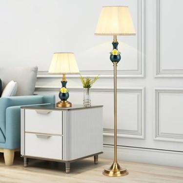 Imagem de Luminária de chão contemporânea de luxo em cerâmica, estilo retrô americano, para sala de estar, quarto, escritório, casa de campo ou hotel. Luminária de chão decorativa criativa em LED, com