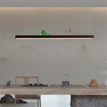 Imagem de Luminária pendente contemporânea de LED para restaurante, estilo chinês retrô, criativa, para balcão de bar, sala de estar, quarto, escritório, hotel ou casa de chá (Estilo 19 L120CM)