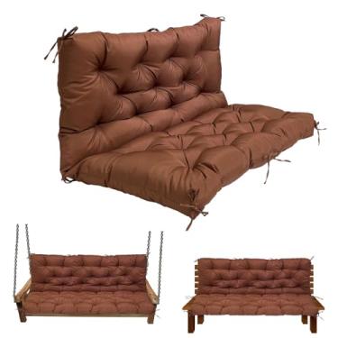 Imagem de LQQSDPJ Almofadas de substituição de balanço para exterior: almofada impermeável de banco de 2 a 3 lugares com laços - almofada de balanço de 10 cm de espessura para móveis de jardim e varanda