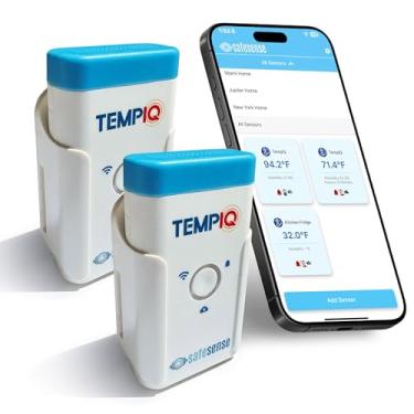 Imagem de Modestly Brilliant tempiq sensor de temperatura e umidade wifi de 2 pacotes - integração de aplicativos, alertas em tempo real, para 2ª casa, airbnb, rv, freezer e monitoramento de sala de s