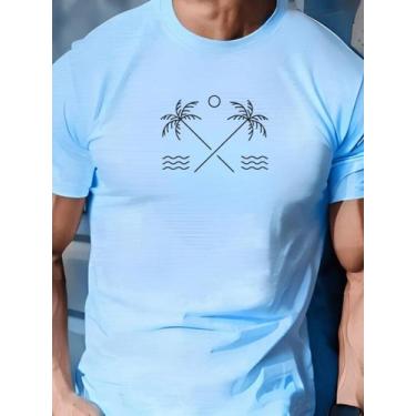 Imagem de Camiseta Masculina Coqueiro Praia Mar Casual Algodão Malha Premium - N
